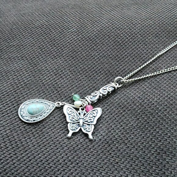 Vintage Aztec Bohemian Medallion Butterfly Necklace - Picture 12 of 15